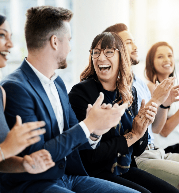 A group of marketers celebrating award wins.